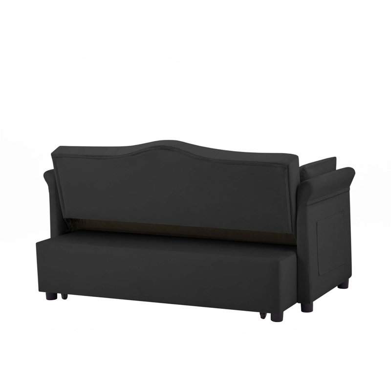 Velvet Sleeper Sofa Bed, Black