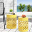 Tables de bout d'extérieur modernes en métal jaune, structure en fer découpé, robustesse thermolaquée, sans assemblage, l 13,54 po x P 13,54 po H 17,6 po x l 12,00 po x P 16,00 po-1974422771-1974422780