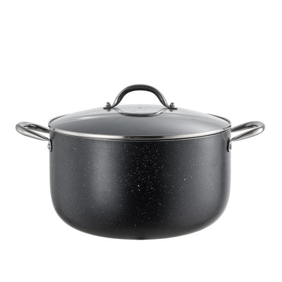 Aluminum Stock Pot, 12-Quart Nonstick Ceramic Coated Pot with Glass Lid, PFOA-Free, PFAS-Free, Induction Cooktops, Electric Stoves, Stews, and Pasta, Compatible with Gas Stoves, Designed for Soups