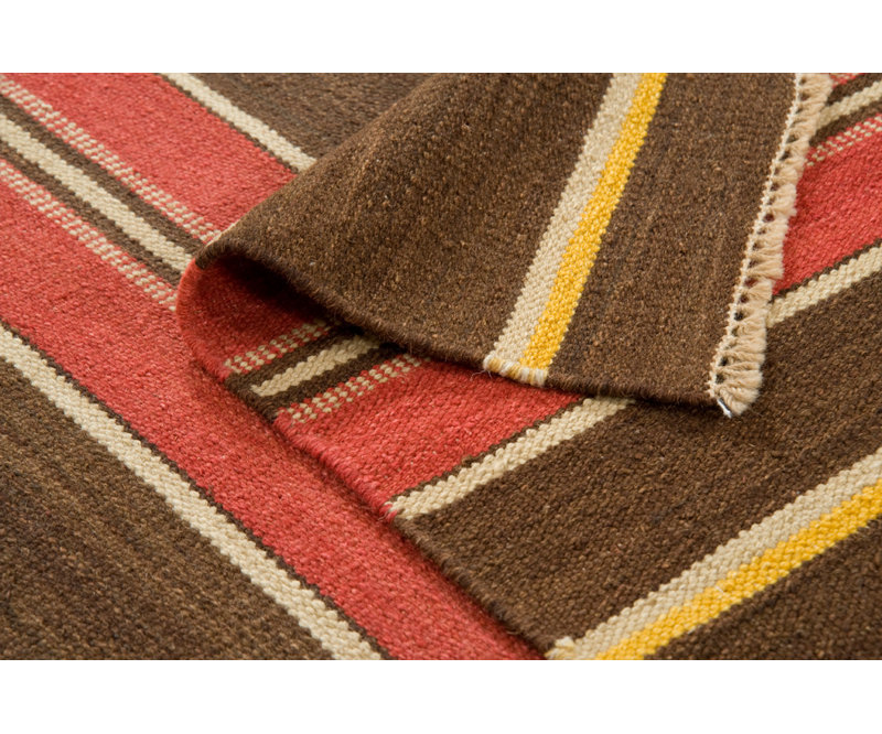 Tapis brun en laine City noué à la main, Rectangle 8 pi x 11 pi