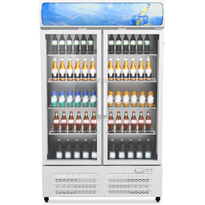 Réfrigérateurs à boissons, réfrigérateur de présentation de 26 pieds cubes, réfrigérateurs commerciaux avec tablettes amovibles réglables et lumière DEL, congélateur vertical, réfrigérateur à boissons pour les magasins de restauration à dom