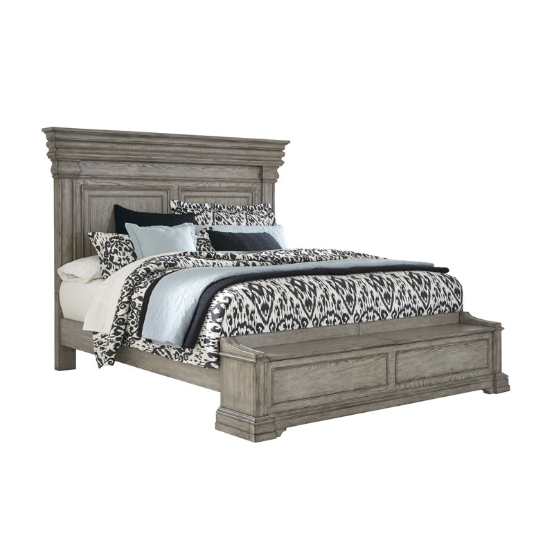 Heritage Taupe Queen Upholstered Wood Frame Bed with 3 Drawers