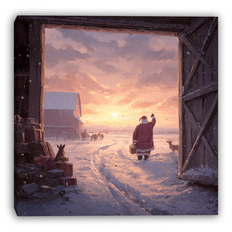 Toile de grange levée de soleil sur toile tendue, H 20 po x l 20 po