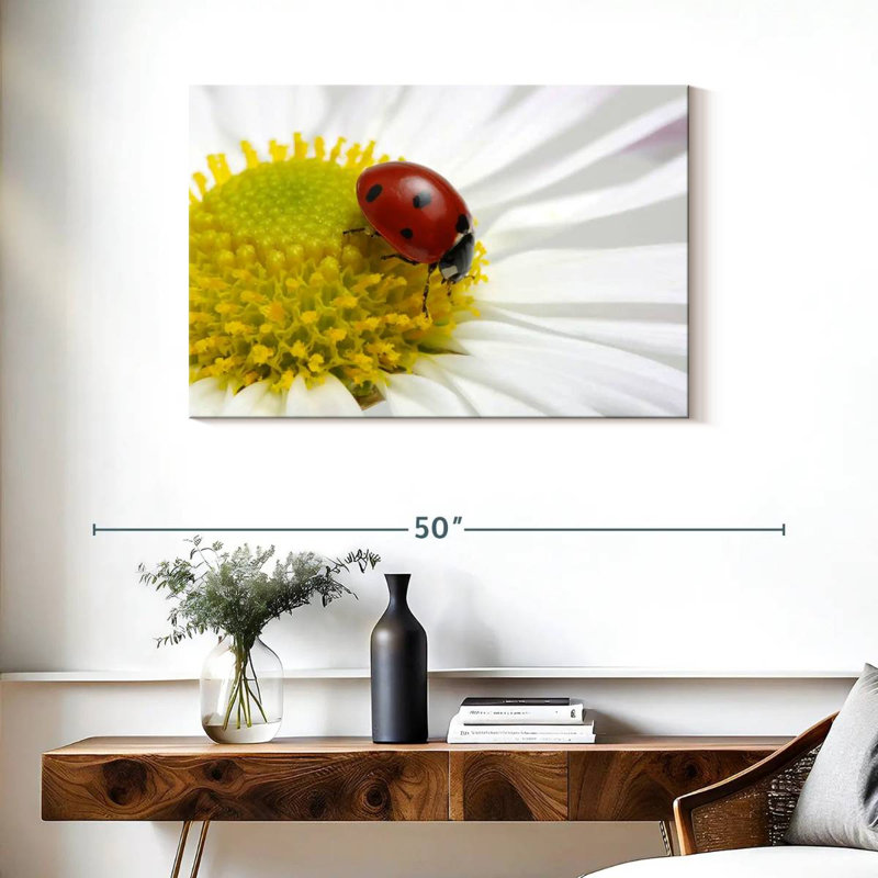 Ladybug On Chamomile, 24" H x 36" W