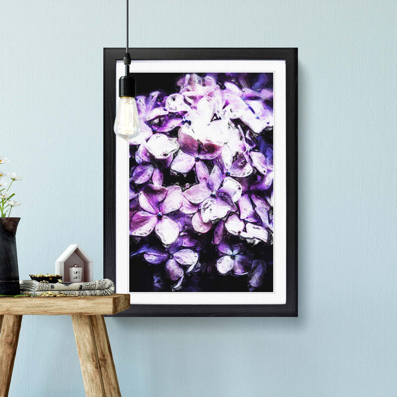 Lilac Hydrangeas - Picture Frame Painting Print, 65cm H x 48cm W x 2cm D, Black Framed