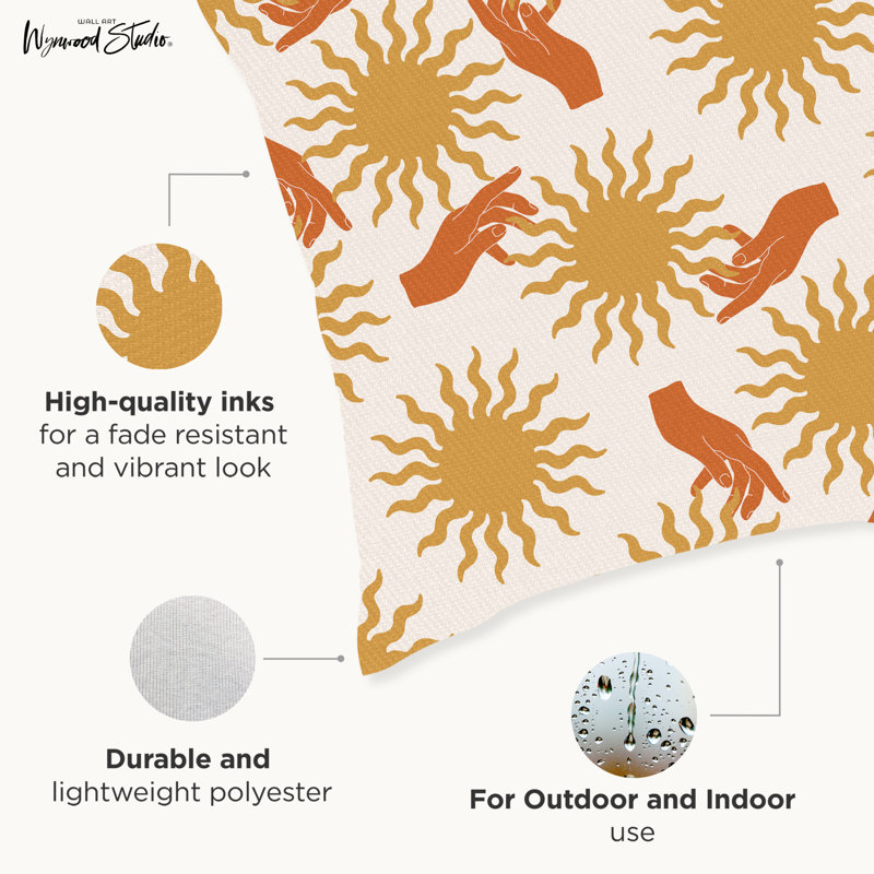 Coussin décoratif intérieur / extérieur en polyester Retro Sun Tiles