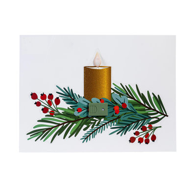 LED Flickering Candle with Greenery Window Decal