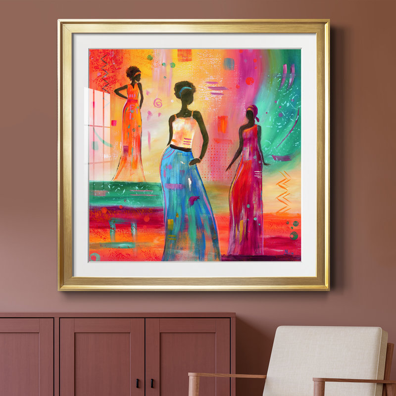 Strike a Pose II - peinture encadrée, Papier encadré doré, H 34,5 po x l 34,5 po x P 1,5 po
