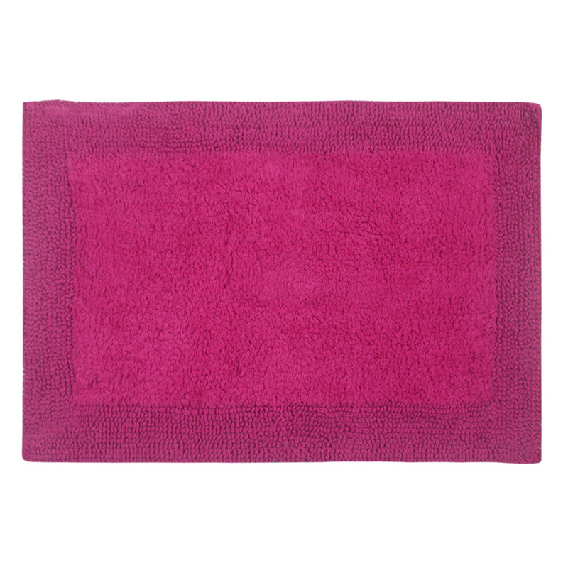 Bruss Luxury Solid Color Bath Rug Reversible, 17" W x 24" L, Hot Pink