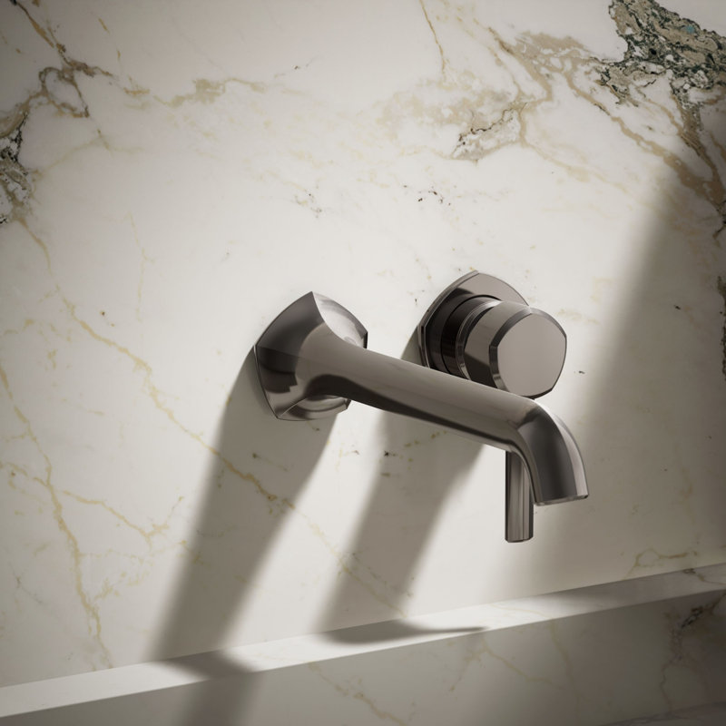 Occasion Sink Spout with Straight Design Wall Mount Bathroom Faucet with Drain Assembly, Vibrant Titanium