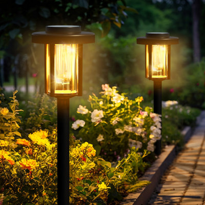 Paquet de 12 lumières de sentier d'extérieur solaires, éclairage de jardin imperméable IP65 pour allée et cour, décor à énergie solaire blanc chaud pour patio et porche