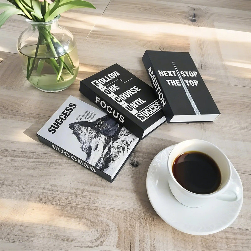 Livre décoratif noir et blanc pliable avec citations inspirantes (ensemble de 3)