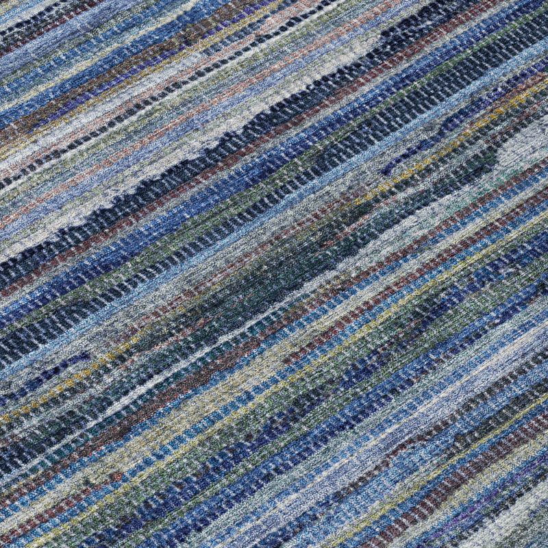 Tapis intérieur / extérieur lavable à la machine Chantille ACN2717, Bleu, 9 pi x 12 pi