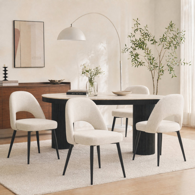 Chaise rembourrée Modern (ensemble de 4, brun), Brun