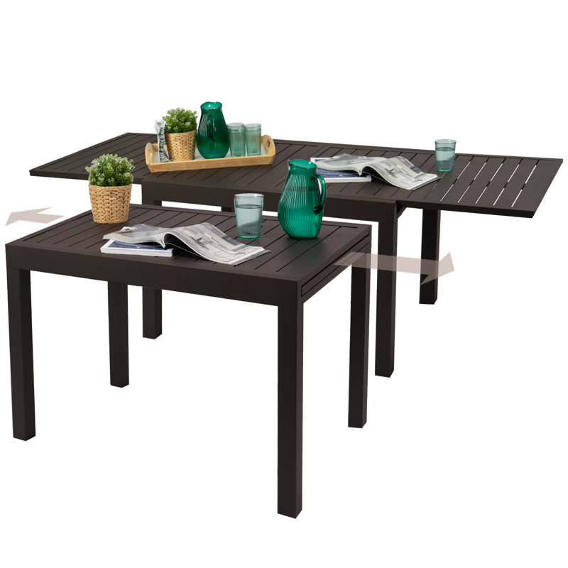 Table de salle à manger d'extérieur extensible Kozyard, longueur réglable de 43 à 86,6 po, structure entièrement en aluminium, résistante aux intempéries et à la rouille, pour la cour, le porche, le balcon, le jardin, brun