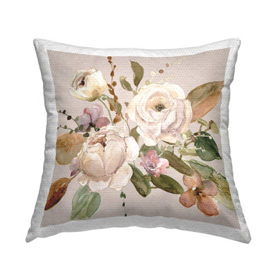 Belles Fleur Flowers Printed Outdoor Throw Pillow Design by Carol Robinson