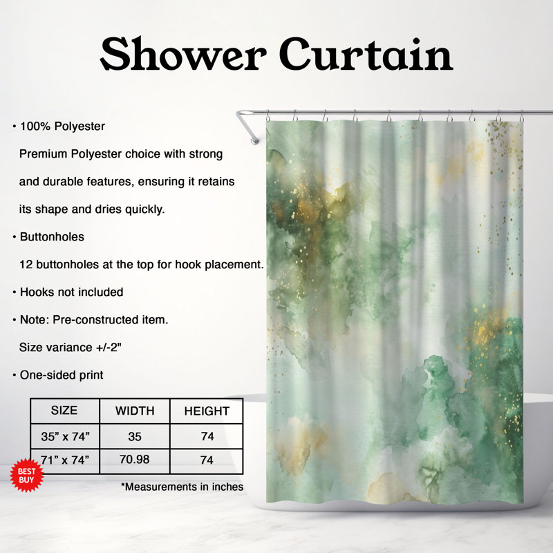 Rideau de douche standard 1 pièce Soft Marble Designs, H 74 po x l 71 po