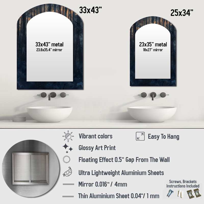 Miroir mural moderne, ambre moderne et harmonie, 43 po x 33 po