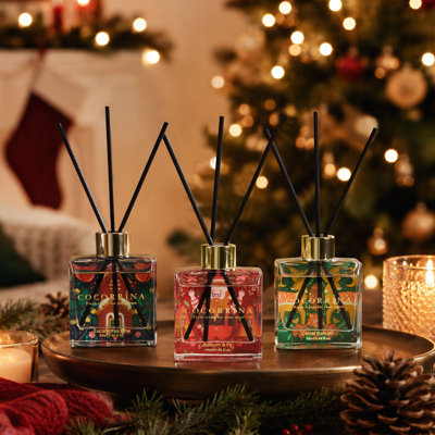 Christmas Reed Diffuser Trio Gift Set, 3 Scents, 3.04 fl oz Each, Balsam Fir, Cedar Balsam & Eucalyptus Pine, Holiday Home Decor, Christmas Gift for Friends and Family