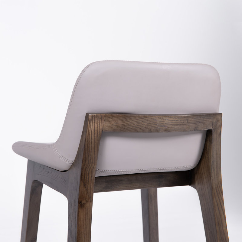 Modern Upholstered Counter Stool With Walnut Base