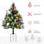 Arbre de Noël artificiel pré-éclairé 2,5 pi avec 2 branches 2,5 pi / 30 po, 70 lumières DEL blanc chaud, baies rouges, pommes de pin, boules, vert