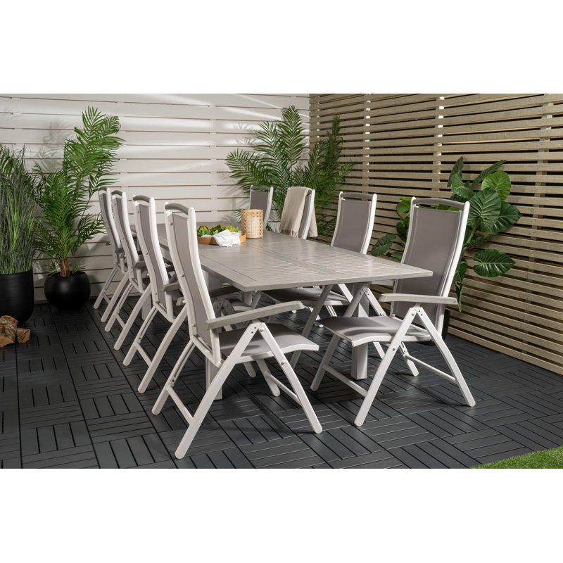 Jayesh 8 - Person Patio Dining Set with Extendable Rectangular Table, Grey