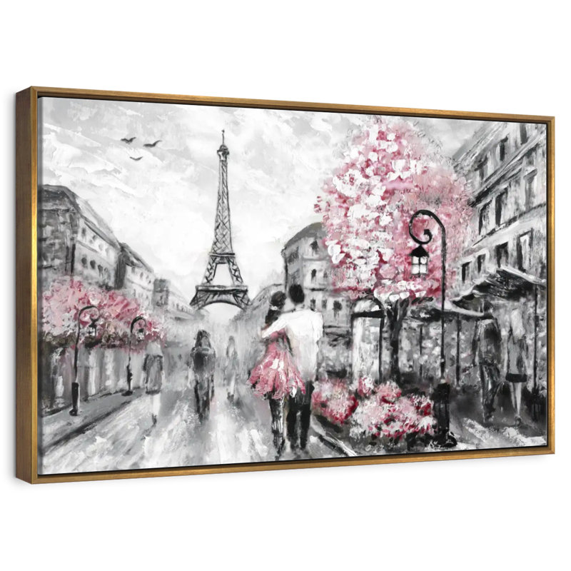 Rose Paris, Cadre flottant doré, 13 po x 9 po