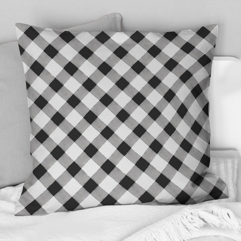 Coussin moderne noir Houndstooth I - moderne, H 16 po x l 16 po
