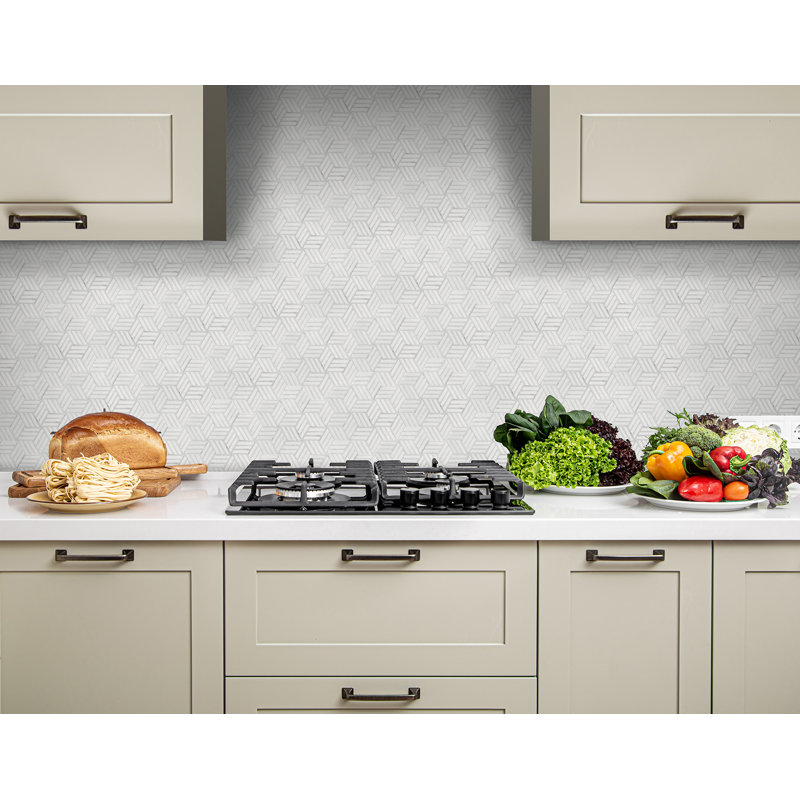 Carreau de mosaïque en marbre nid d'abeille pour mur et plancher 5 po x 5 po Rya, Thassos / Bianco Carrara