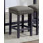 Ensemble de table de salle à manger 3 pièces 1X Table 2X Tabourets Siège rembourré Garniture cloutée Port USB et prise de courant Finition bleu et gris antique-1077654989