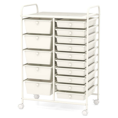 Rebrilliant 15 Drawer Rolling Organizer Cart Utility Storage Tools Scrapbook Paper Multi-use