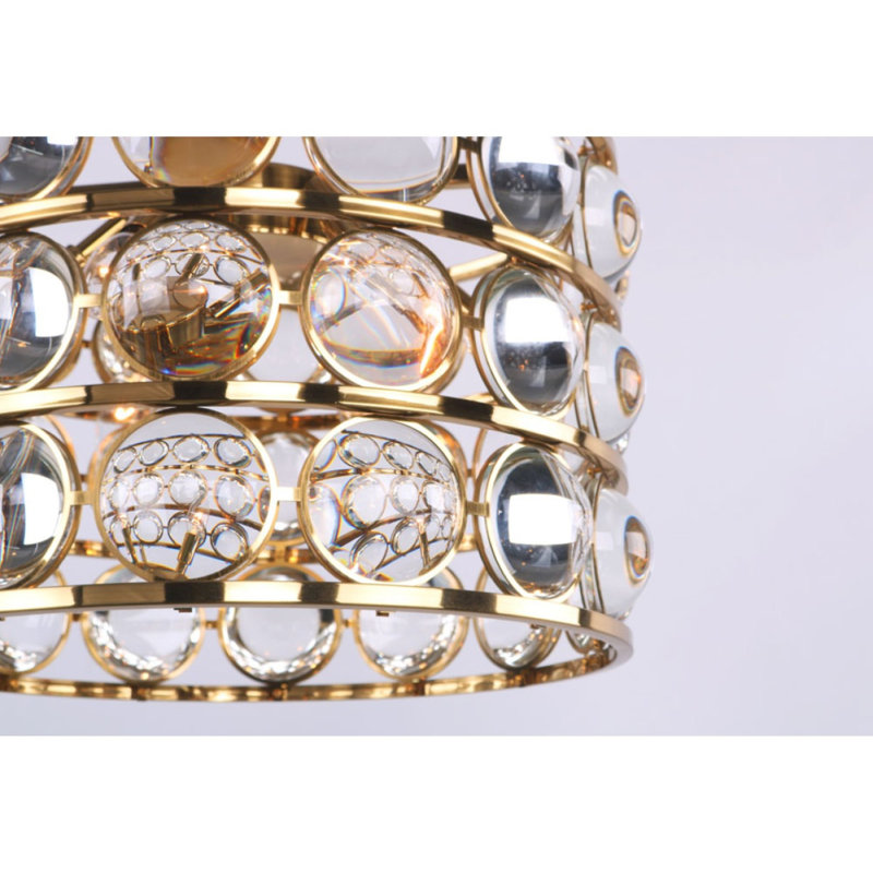 Light Crystal Drum Valentine Chandelier, Clear, Polished Gold, 42” Dia x 20” Height