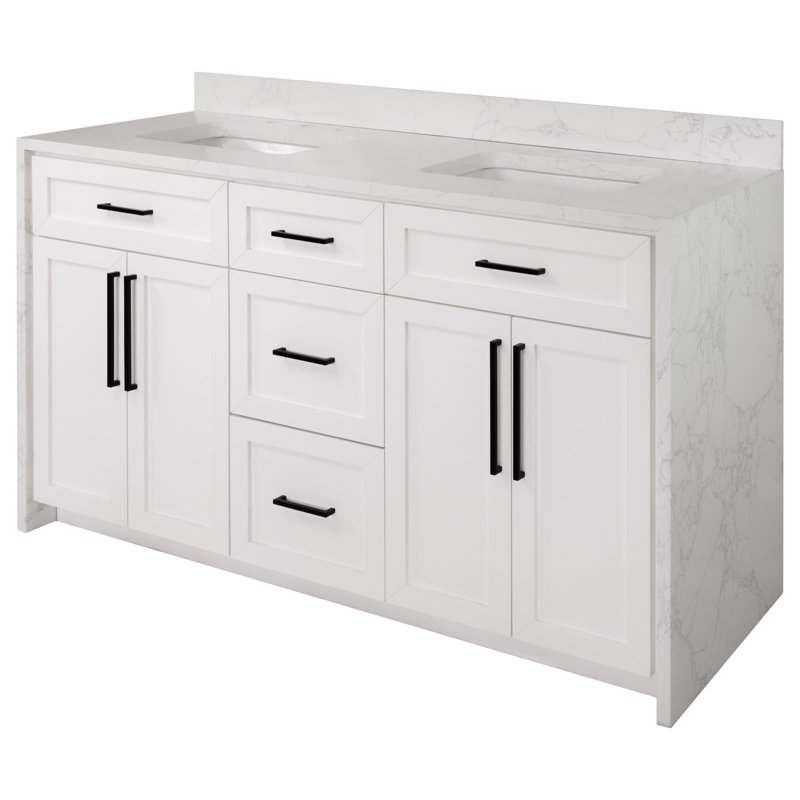 Ensemble de meuble-lavabo double 60 po Akalya, Blanc