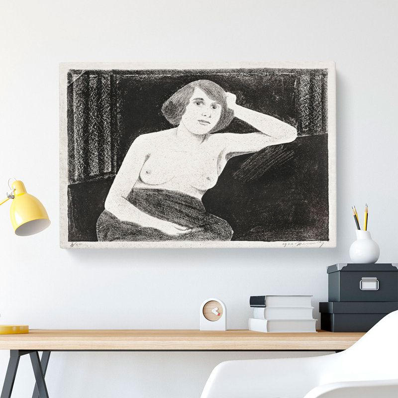 Female Nude by Samuel De Mesquita - Wrapped Canvas Painting, 35cm H x 50cm W x 3cm D