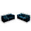 2 meubles de salon, chenille bleue, construction, éponge, revêtement respirant pour chenille. Bois massif confortable et élégant