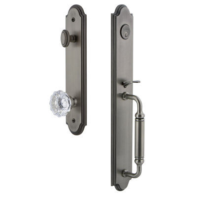 Arc One-Piece Handleset with Single Cylinder Deadbolt and C Grip with Fontainebleau Knob