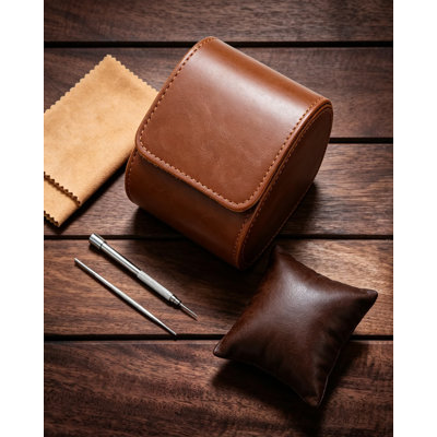 Single Watch Travel Case for Men Classic Leather Watch Roll Organizer Handcrafted Portable Watch Case for Storage and Display Premium Texture Espr Single Watch Travel Case for Men Classic Leather Watch Roll Organizer Handcrafted Portable Watch Case for Storage and Display Premium Texture Espr