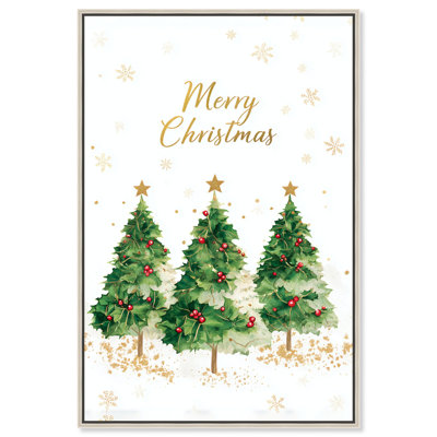 Merry Christmas I, impression murale sur toile par Art Remedy, cadre argenté, 20 x 30