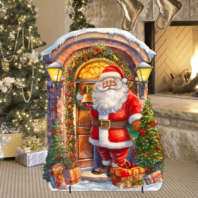 Figurine de père Noël frappant à la porte
