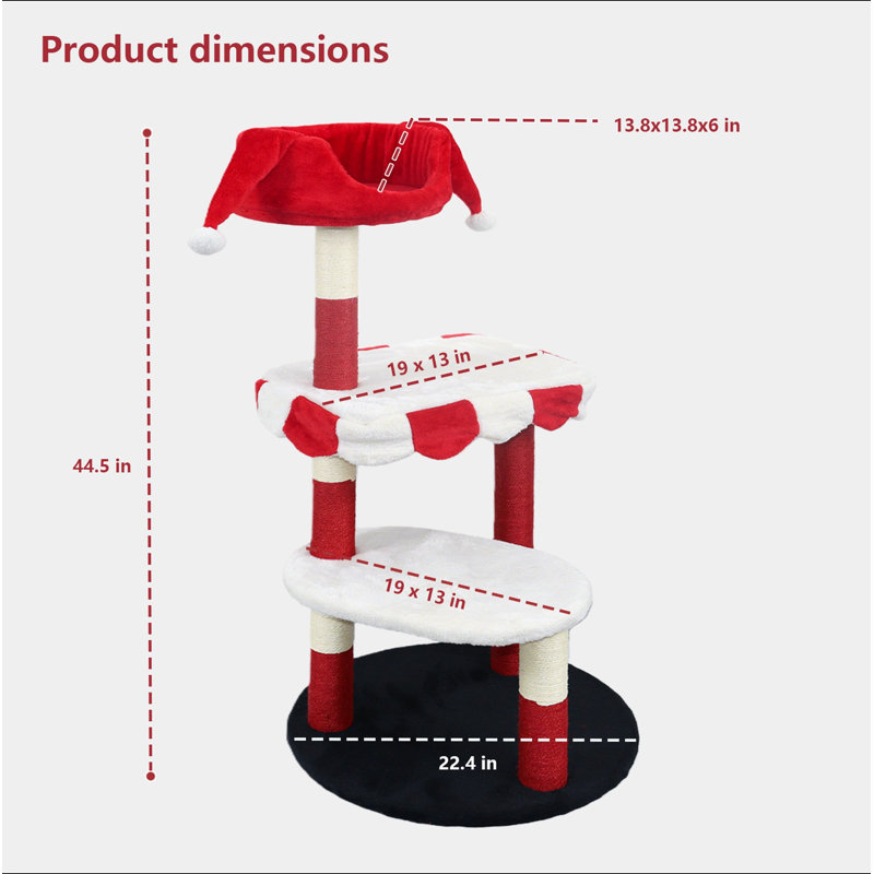Arbre à chat avec perchoir douillet et poteaux à griffer - Mobilier pour chat rouge et blanc à plusieurs niveaux pour que les chatons / chats puissent grimper, se reposer et jouer