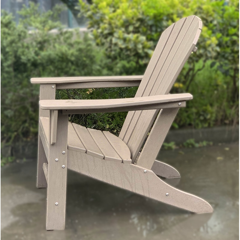 All-Weather  Poly/Resin Adirondack Chair (Set Of  4), Weathered Wood