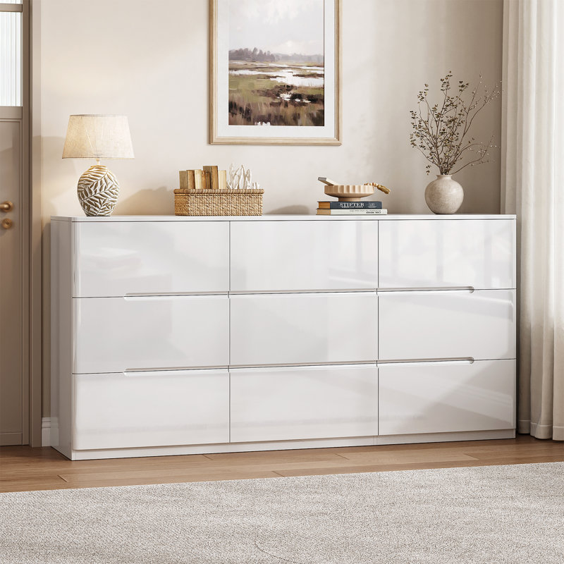 Commode à 9 tiroirs l 60 po Lau, Blanc