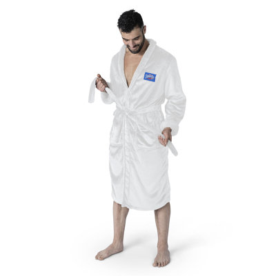 NBA Oklahoma City Thunder Champs – Rim White Silk Touch Robe L/XL – NBA Lounge Robe for Home or Dorm