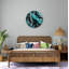 Horloge murale en verre trempé abstrait turquoise doré, horloge d'art moderne, horloge décorative, horloge murale unique, grande décoration murale, idée de cadeau-245377079-245377078
