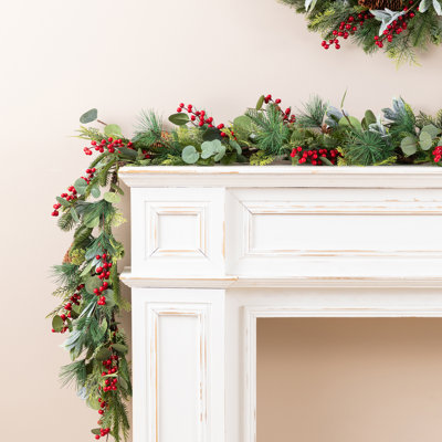 6ft Christmas Berry & Pinecone Eucalyptus Garland