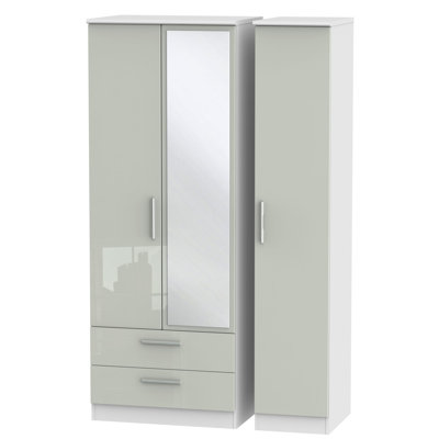 Silver 3 Door Manufactured Wood Wardrobe