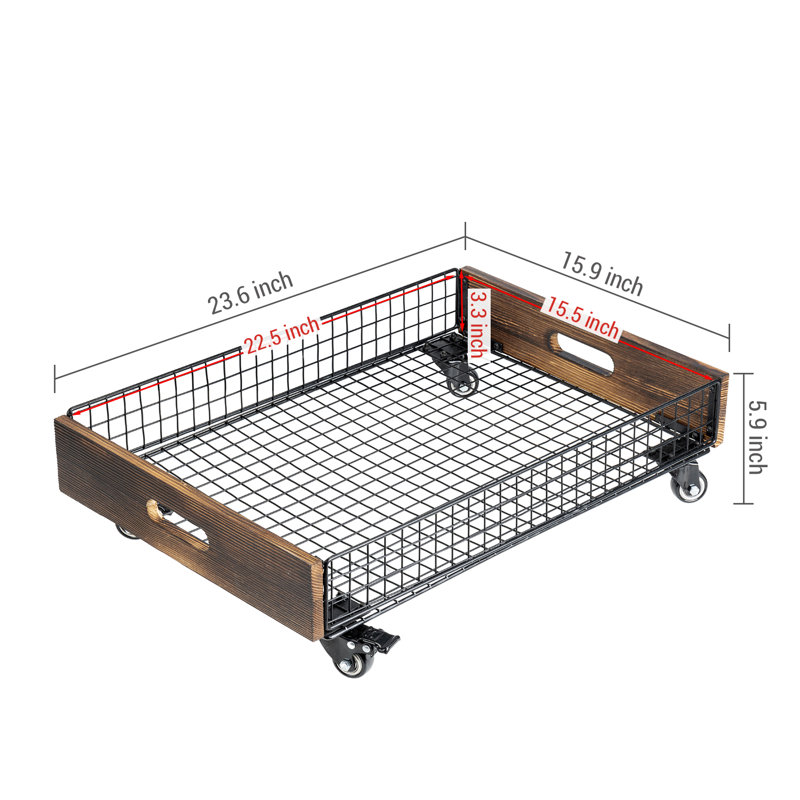 Metal and Solid Wood Underbed Storage