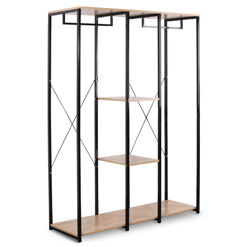 Maier 120cm Clothing Rack, Black/Light Oak