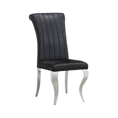 Lissie Velvet Upholstered King Louis Back Side Chair in Black