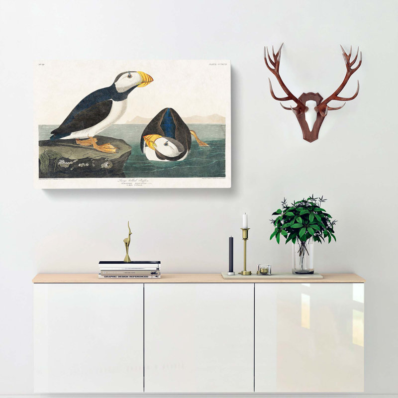 Atlantic Puffins - Wrapped Canvas Painting, 40cm H x 60cm W x 3cm D